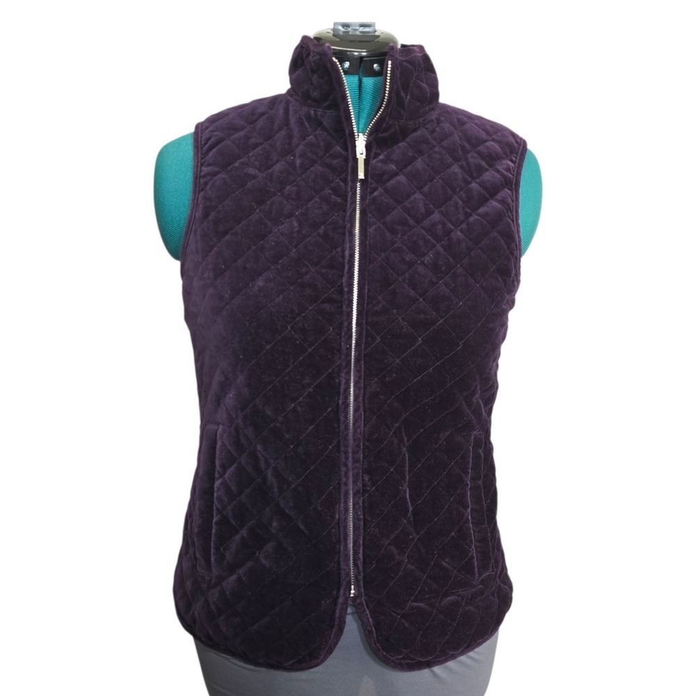 Chaps Purple Plum Quilted Cotton Reversible Vest Jacket Size M